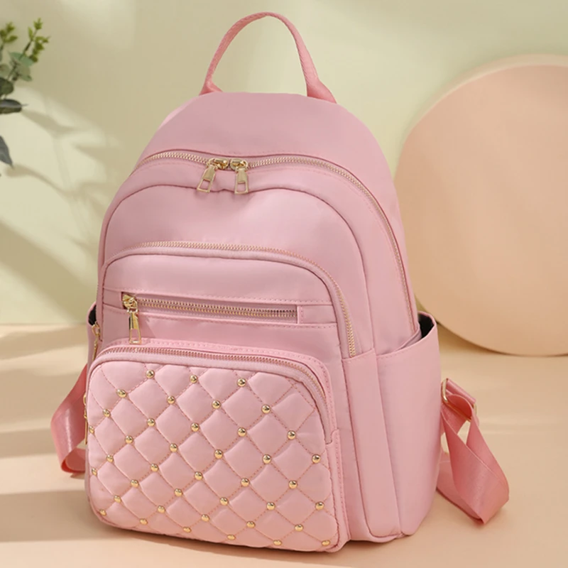 

2024 New Women Pu Leather Backpack Rivet Multifunctional Backpack Female Travel Bag Teenage Girls Fashion Schoolbag Mochila 2024