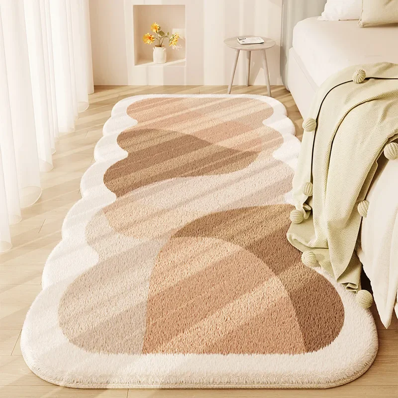 Wabi-sabi Style Carpets for Living Room Cream Bedroom Decor Carpet Abstract Lines Art Rug Soft Irregular Home Plush Floor Mat