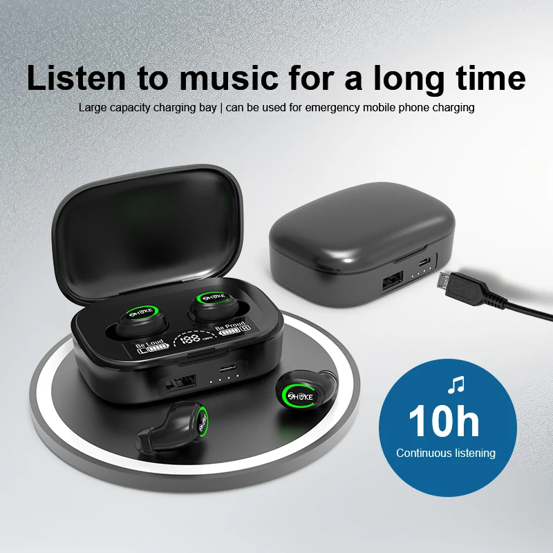 15 ore di riproduzione TWS cuffie Wireless Bluetooth auricolari con riduzione del rumore con microfono cuffie impermeabili HiFi Music Ear