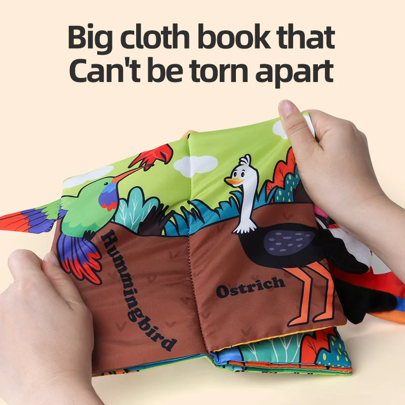 Libro di stoffa per bambini Sei pagine 0-3 anni Giocattoli per la prima educazione infantile Giocattoli per bambini per l'apprendimento cognitivo degli uccelli Regalo per le ragazze dei ragazzi