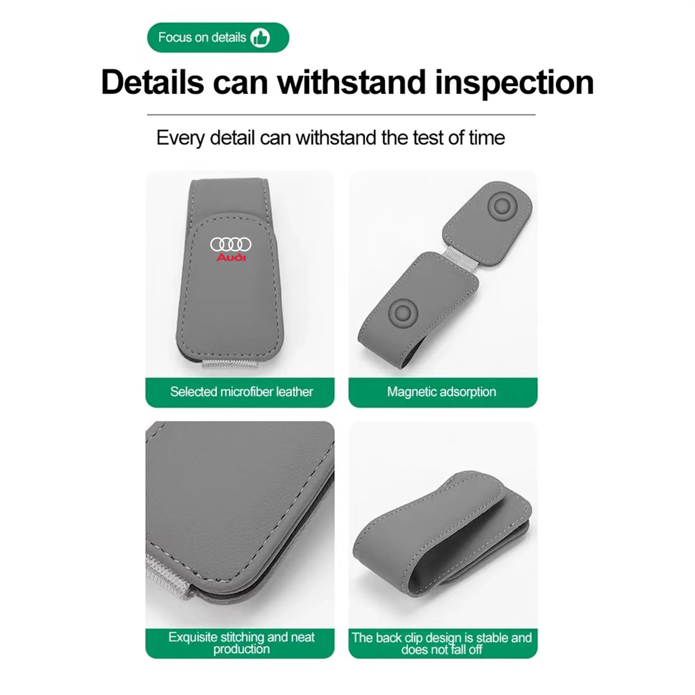 Leather Glasses Clip Car Sun Visor Card Ticket Clamp Fastener For Audi Sline S line A4 B6 B8 S1 S2 S3 S4 S5 S6 A1 A3 A6 C5 A5 A8