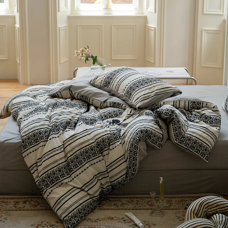 Bohemian Style Retro Pure Cotton Jacquard Bedding Set King Queen Double Twin Size with Sheet Duvet Cover Pillowcase