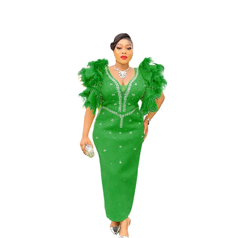 

African Dresses for Women Party Elegant Africa Clothing Dashiki Ankara Sequin Wedding Evening Sexy Bodycon Maxi Christmas Dress
