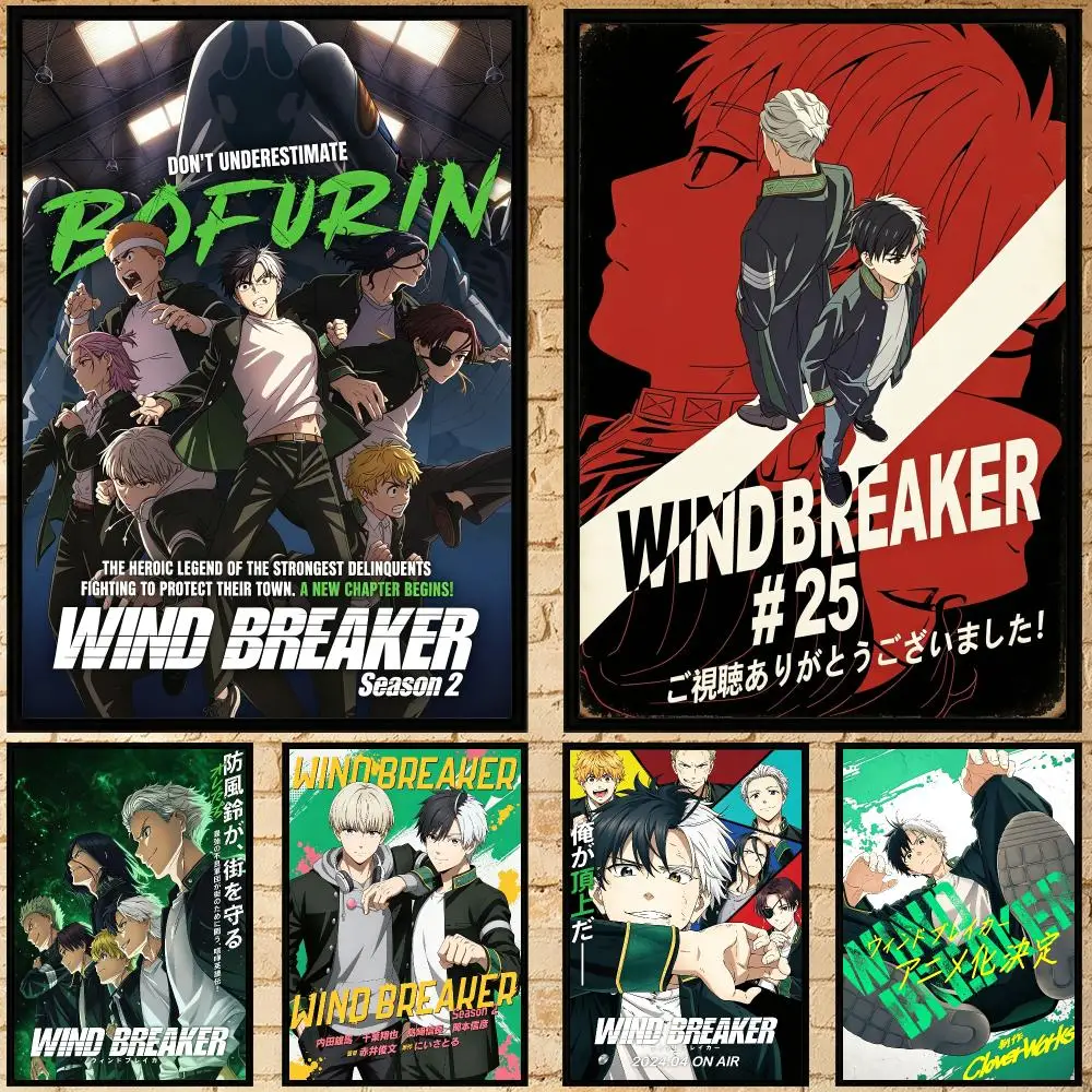 anime Wind Breaker Poster Poster HD Waterproof Self-adhesive Art Print Wall Decor for Bedroom Living Room Gift