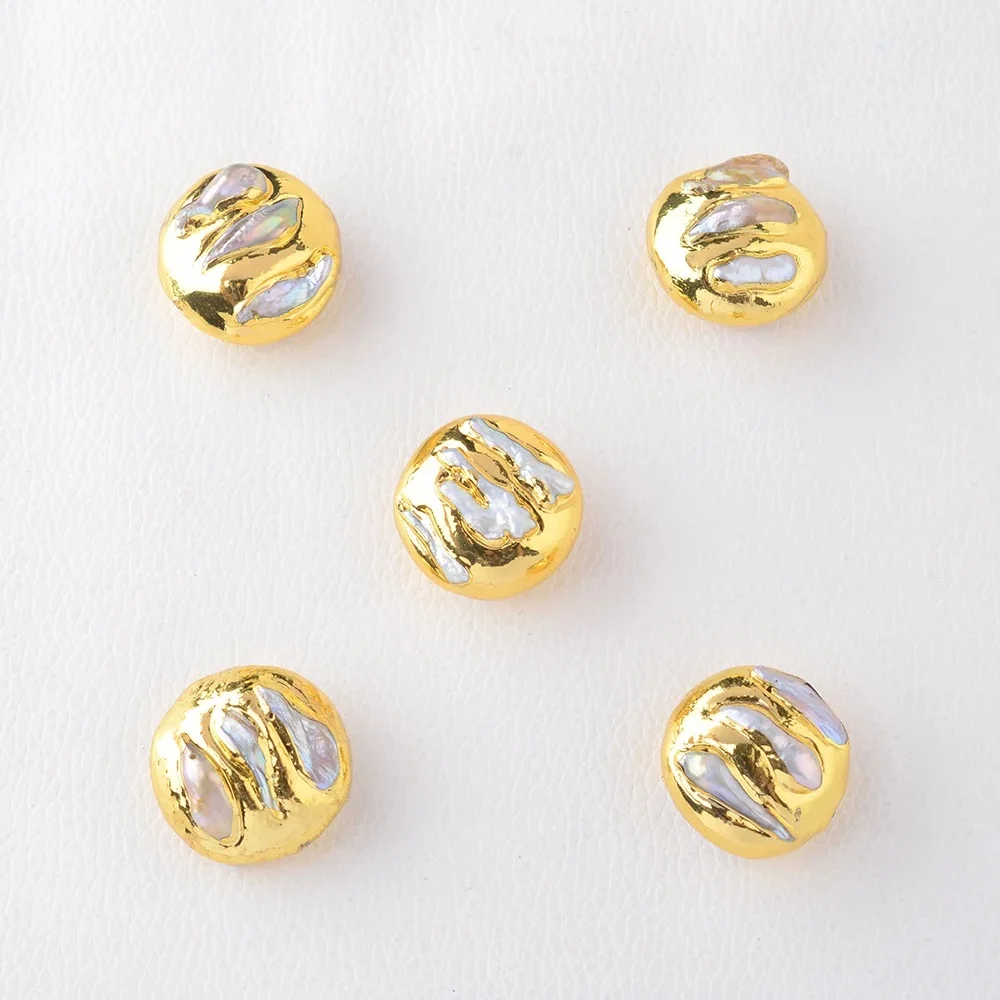 3PCS 27x29mm Keshi Pearl Yellow Golden Beads