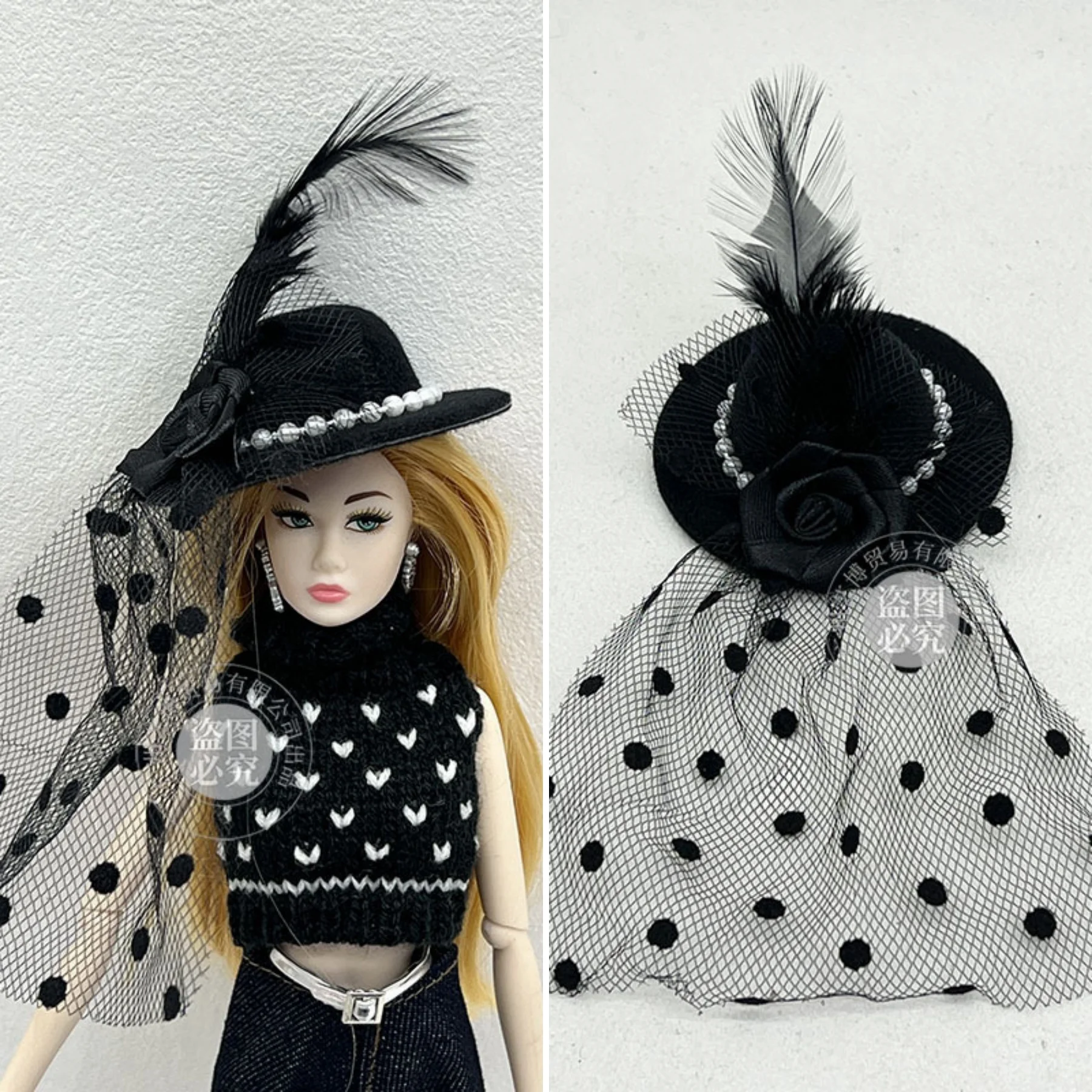 

Toy Hats Fabric Hats Doll Dress Up Headdress Accessories For 1/6 Doll Supermodel Babi Elegant Temperament Rose Mesh Hat Headwear