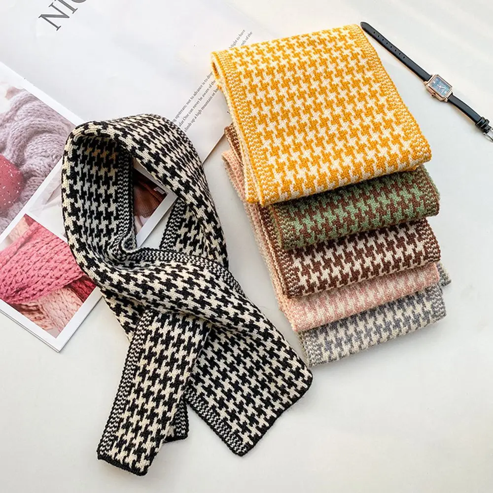 

Теплый элегантный клетчатый шарф для девочек, утолщенные корейские длинные шали, женские зимние шарфы, вязаные шали, сетчатые накидки