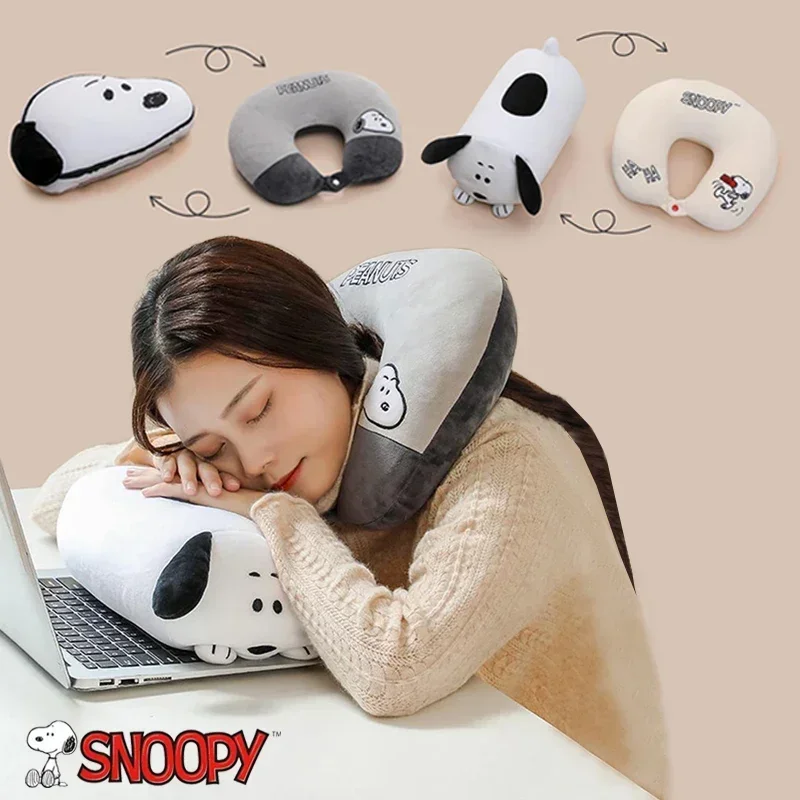 

Snoopy Transformable 2 in 1 U-Shaped Pillow Doll Relaxing Neck Pillows Soft Office Aircraft Car Travel Portable Sleep Cervical