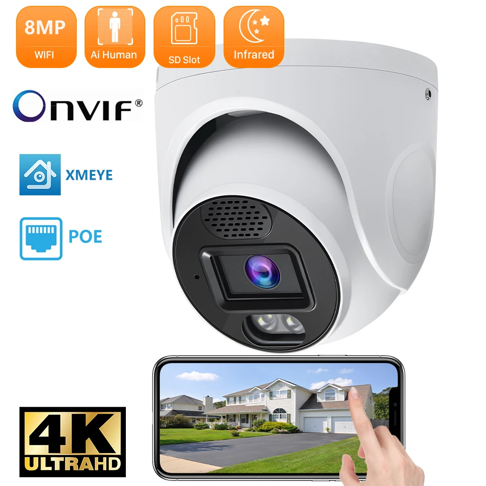 xmeye camera de vigilancia cctv domestica audio ao ar livre deteccao humanoide ai grande angular ip 8mp poe h265 onvif 28 mm 01