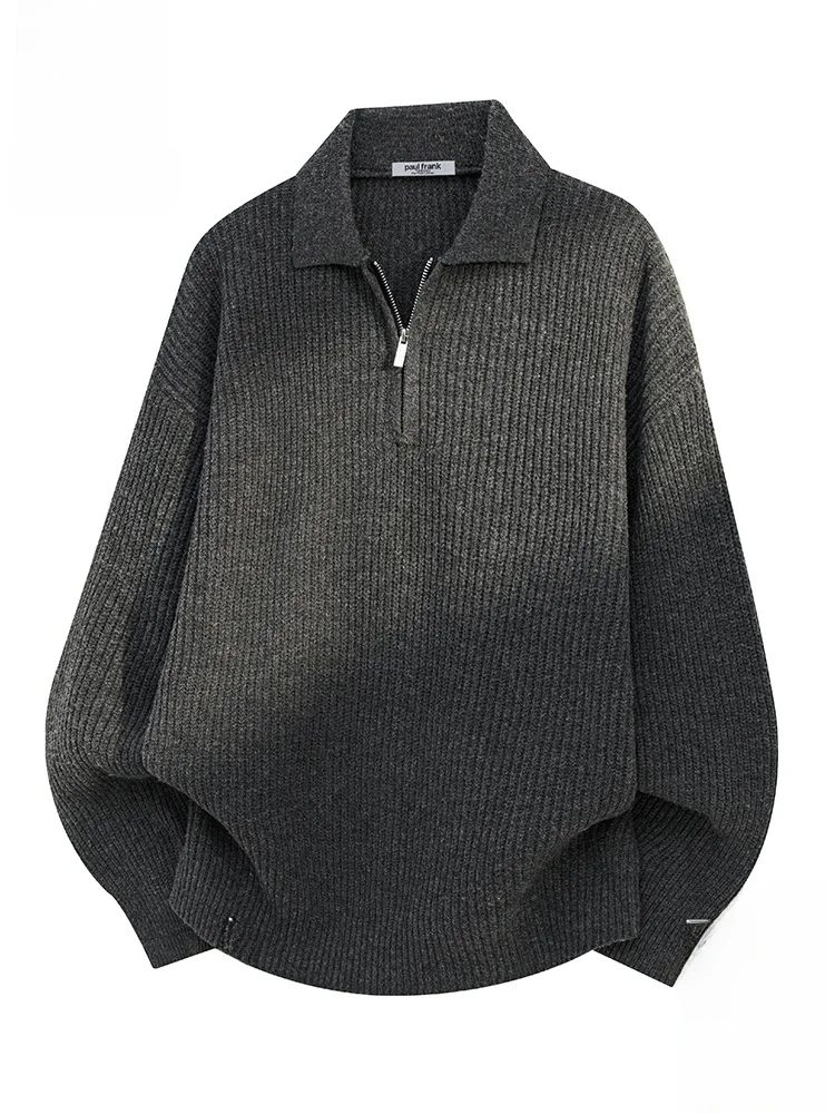 

PaulFrank Retro Zip-Up Knitwear Men's Loose Warm Sweater Casual Sle Autumn New Arrival Big Mouth Monkey Polyester Fiber