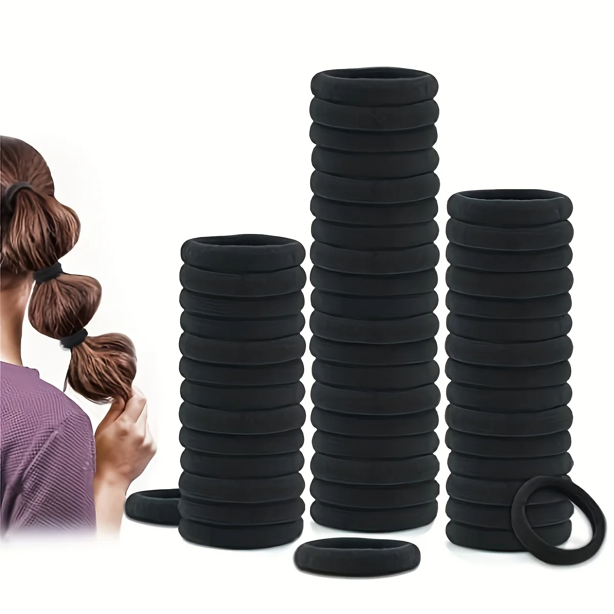 50pcs High Elasticity Solid Color Rubber Band, Fashionable Simple Hair Accessories Ideal Gift Choice For Women And Girls