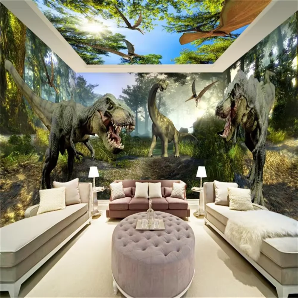 

custom Dinosaur House photo mural wallpaper for walls 3 d painting modern art silk cloth paper 3d TV large mural wall paper