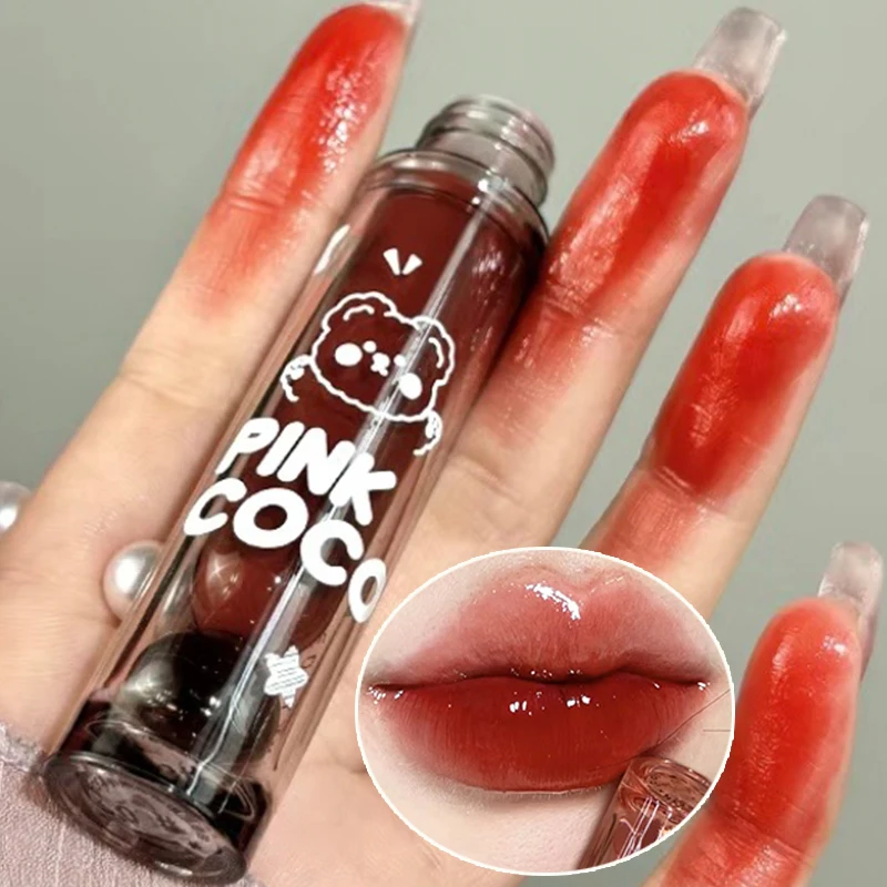 น้ําสีดําสีแดงลิปกลอสกระจกน้ํา CLEAR Lip Glaze กันน้ํา Non Stick CUP Liquid ลิปสติก Nude Lip Tint แต่งหน้า