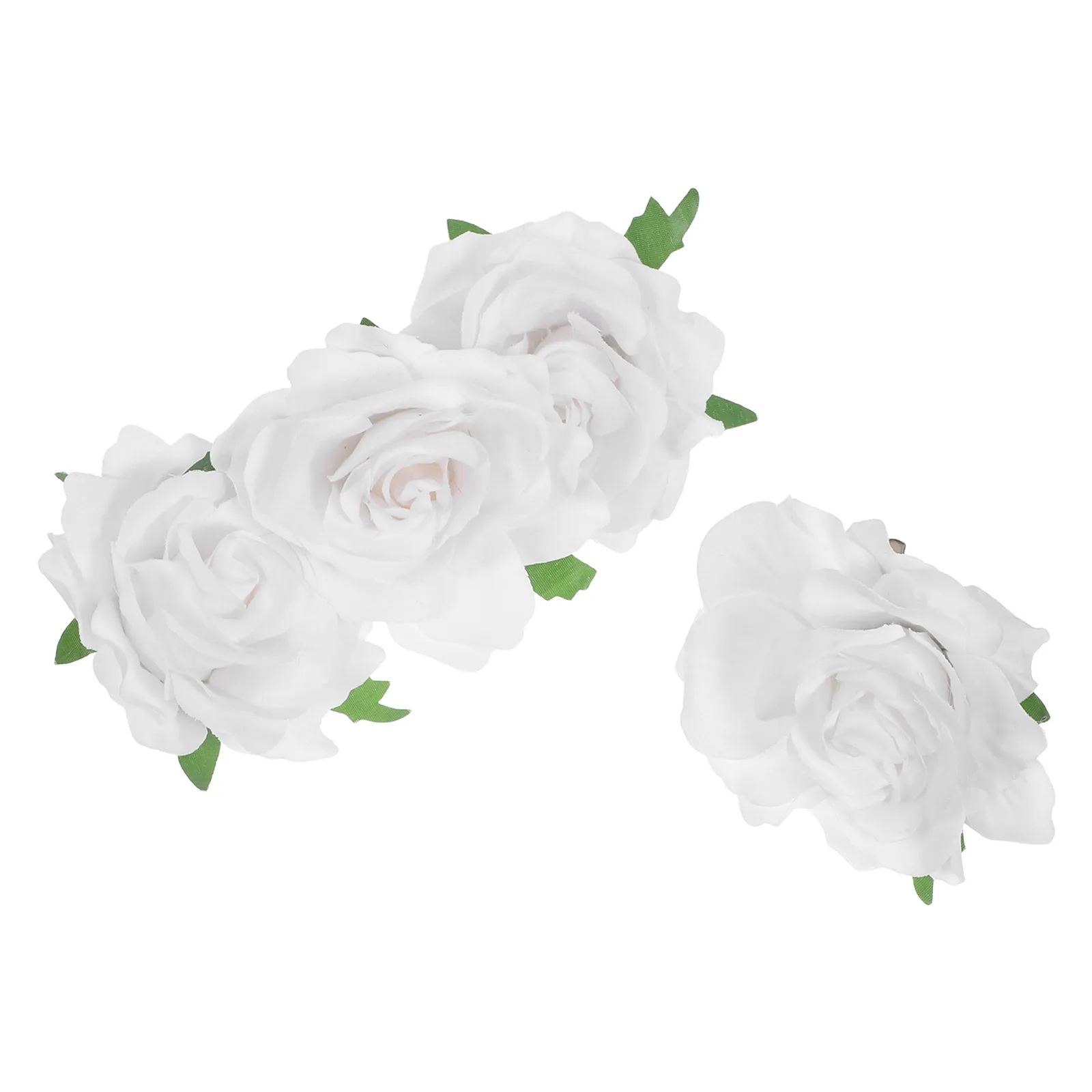 

4pcs Cloth Rose Hairpin White Artificial Flower Brooch For Women Hair Accessory Wedding Party Beach Travel Decoration