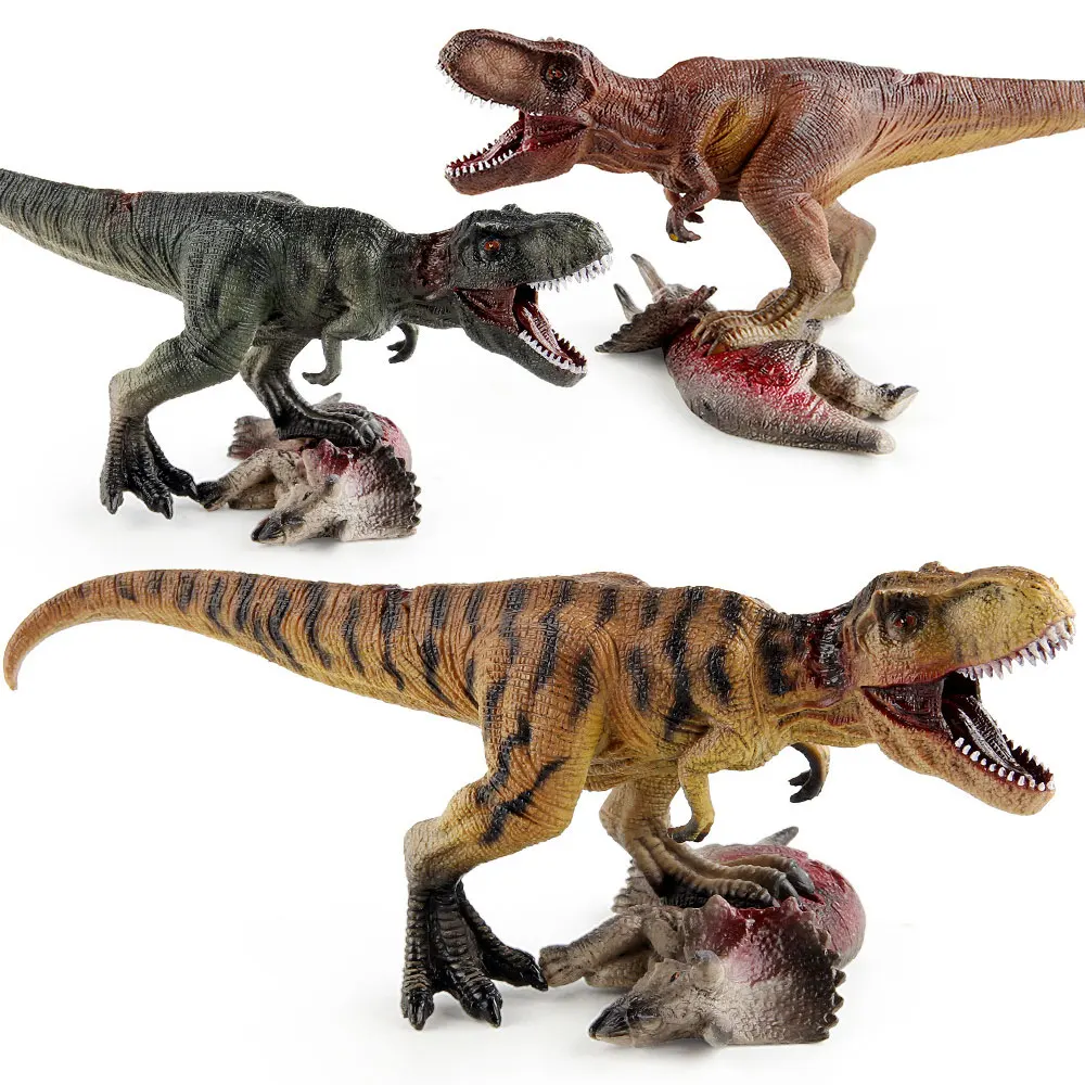 Tyrannosaurus Rex Hunting Scene PVC Model Foot Stepping On Triceratop Desktop Ornament Children Dinosaur Toys HG199