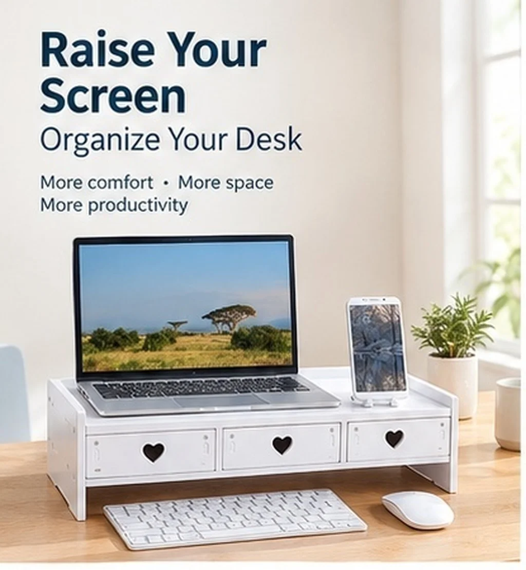 Computer Monitor Riser Desk Keyboard Storage Drawer Type Office Organizer Stand Laptop Heightening Base Bracket Desktop Monitor
