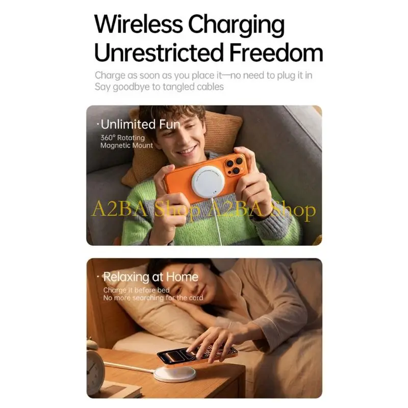 A2BA Type C Wireless Charging Dock Station Pad 25W Fast Portable