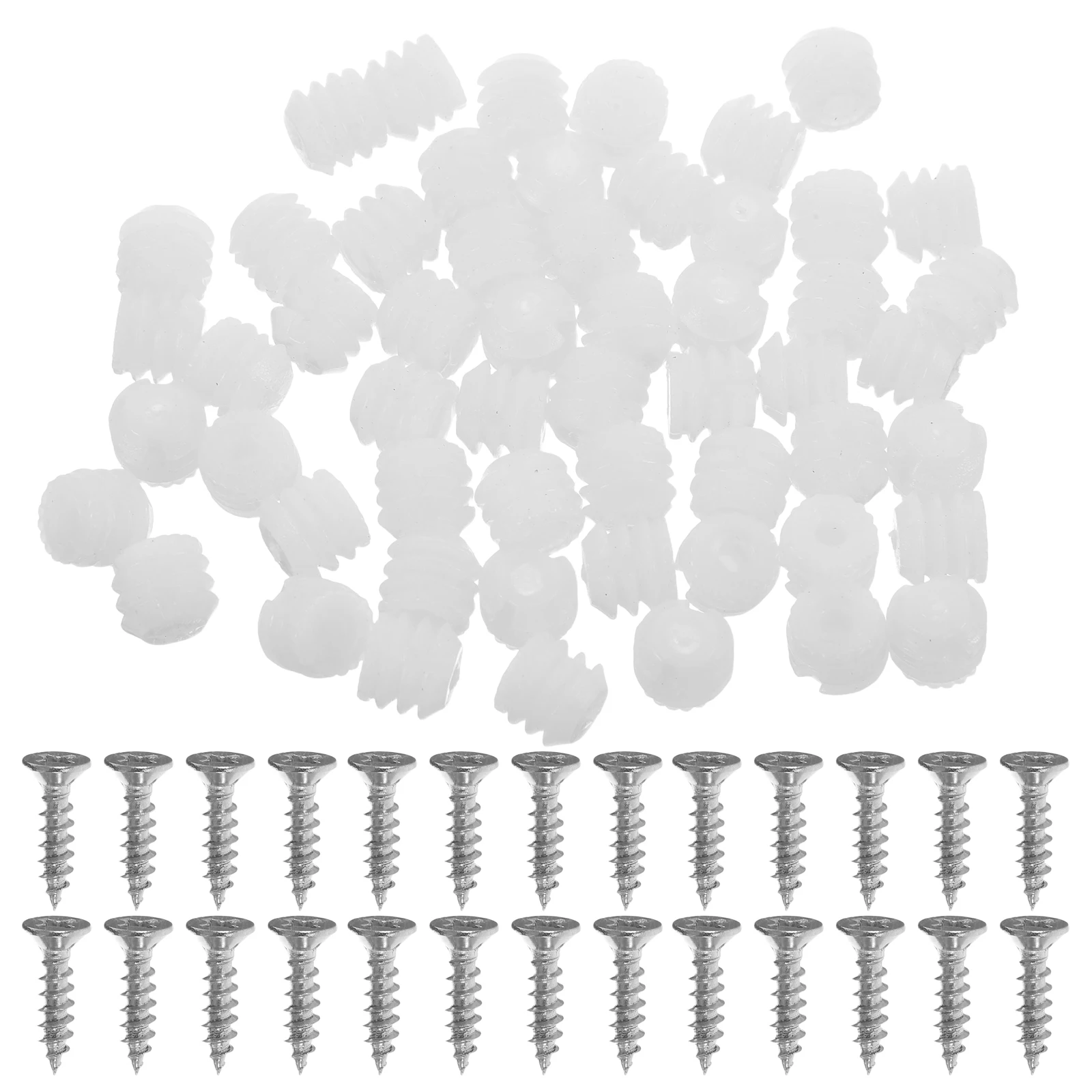 

200pcs Preloaded Screws Cabinet Door Hinge Repair Plastic Dowels Furniture Fasteners Shelf Inserts Self-Tapping for Shelving