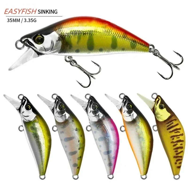 1Pcs 35mm 3.35g Sinking Mini Minnow for Fishing Japanese Artificial Bait Stream Trout Bass Fihsing Tackle Isca Pesca Minnow