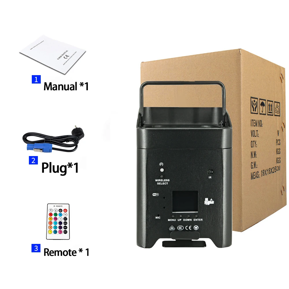 1/4 قطعة التحكم عن بعد اللاسلكي RGBAW + UV الاسمية ضوء البطارية LED 6x18 واط 6 في 1 المنقولة ل ديسكو KTV بار أضواء عيد الميلاد مصباح مسرح #6