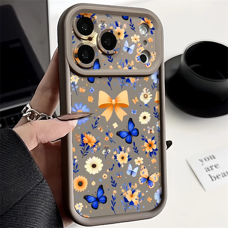 Romantisches Garten-Muster Handyhülle für iPhone 17 Pro Air 16e 15 16 Pro Max 14 Plus 13 12 Pro Max Stoßfeste Weiche TPU-Rückabdeckung