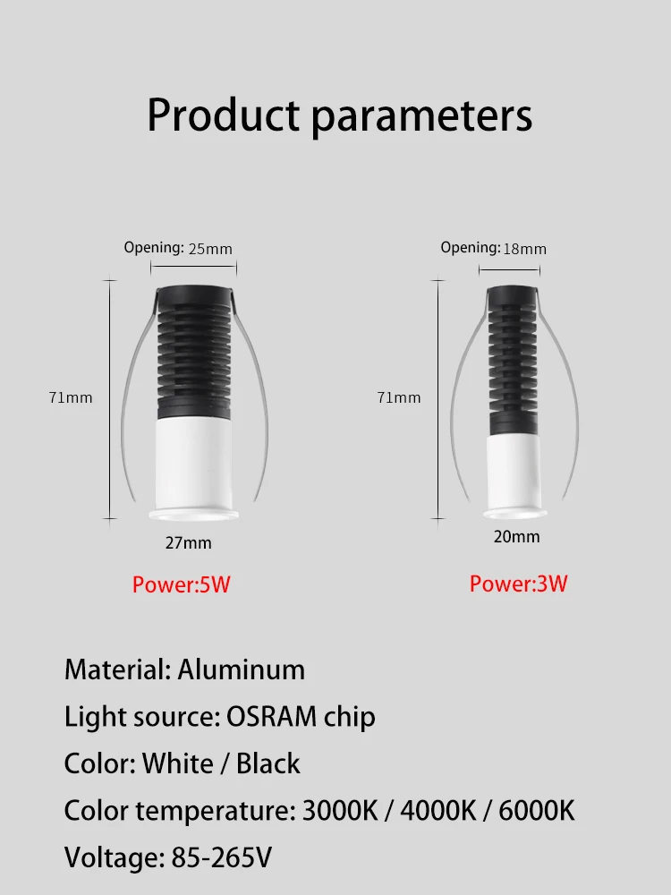 Minifocos Led empotrables, lámpara de techo redonda, blanca y negra, para vitrina de vino, Foco de 15 grados