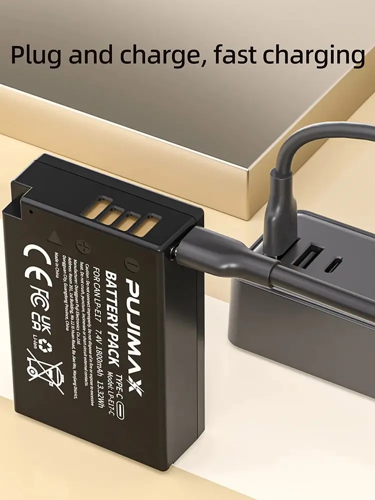 PUJIMAX 1800mAh LPE17 LP E17 LP-E17 Bateria z wejściem USB-C do Canon EOS RP 200 250D M3 M5 M6 750D 760D T6i T6s 800D 8000D 77D — zdjęcie produktu 7