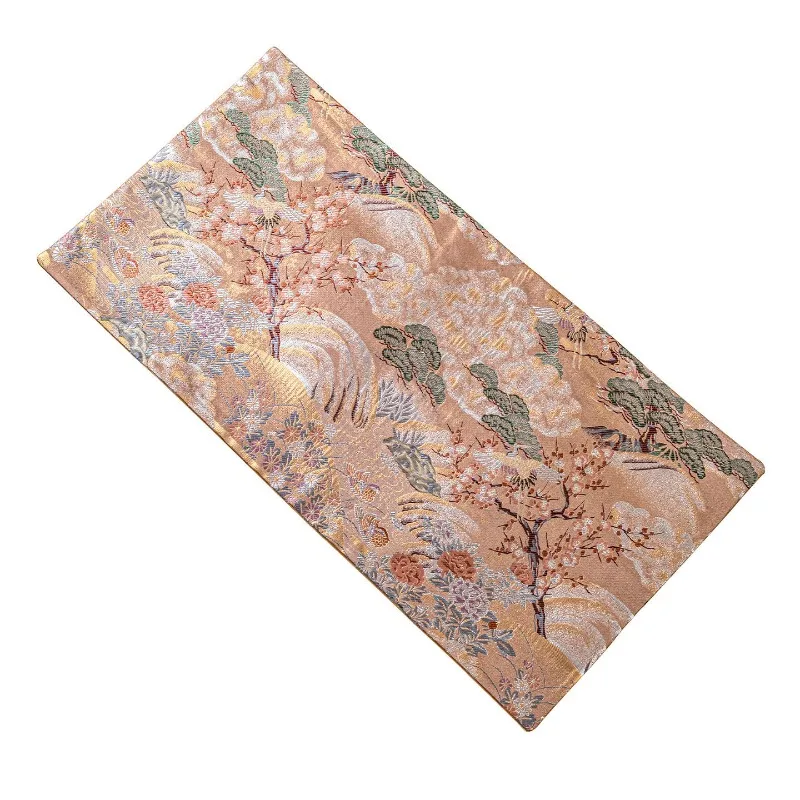 Woven Gilt Double-sided Tea Party Retro Table Flag Tea Pad Waterproof  Towel Tea Tablecloth Cushion  Ceremony Accessories