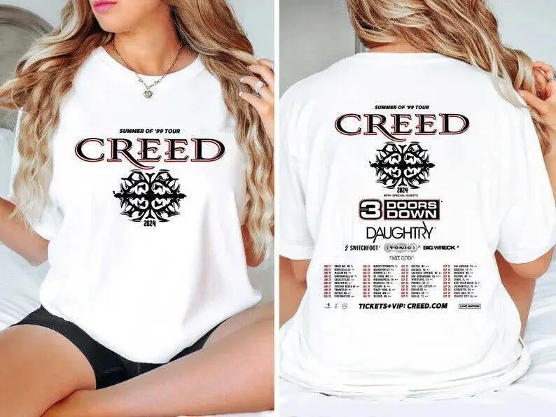 Creed Band 2024 Tour Summer of  99 Tour T-Shirt Cotton Unisex Fans Gift