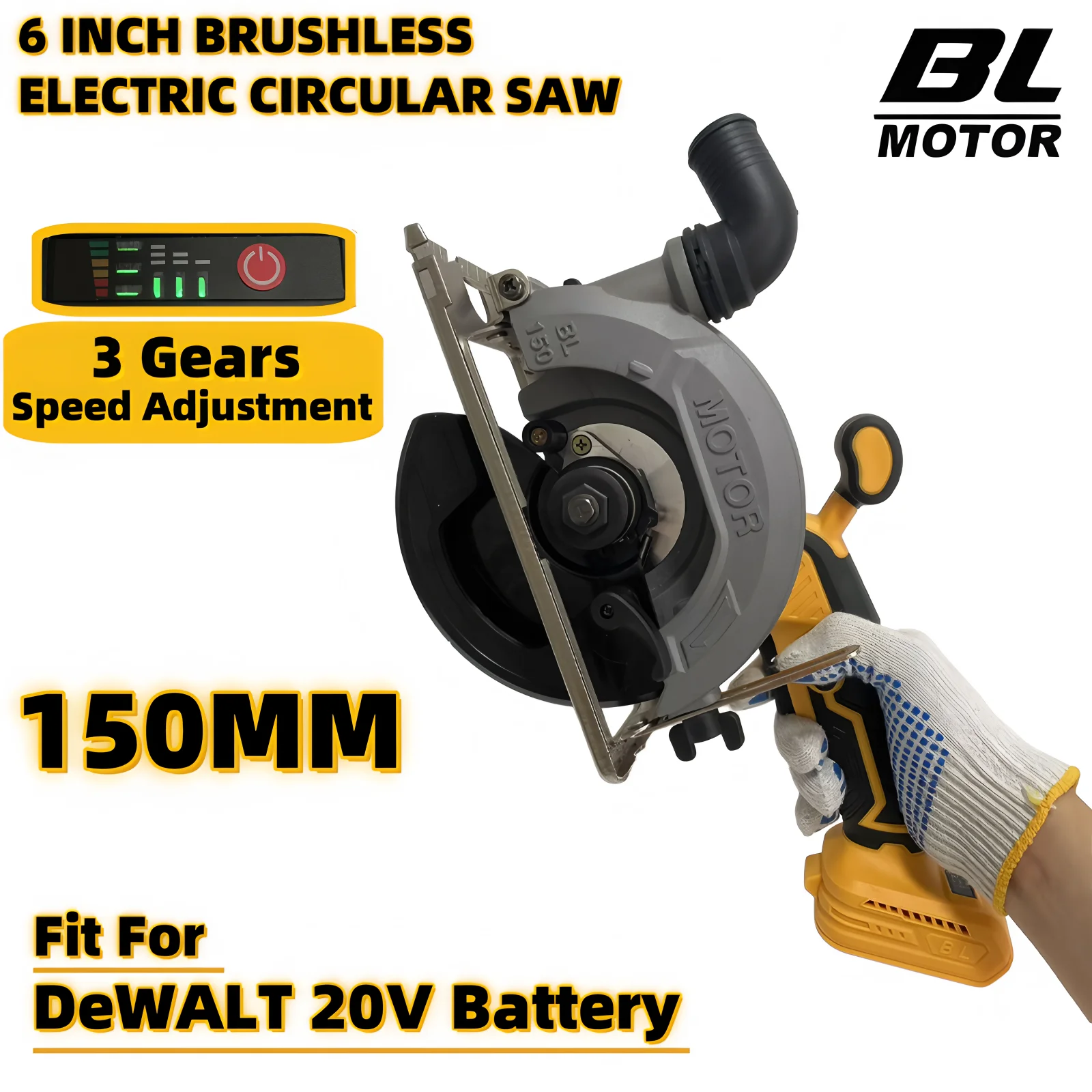 Ajuste Dewalt 20V batería 150MM sierra Circular eléctrica sin escobillas Rotor externo inalámbrico corte de alta potencia herramientas eléctricas de carpintería