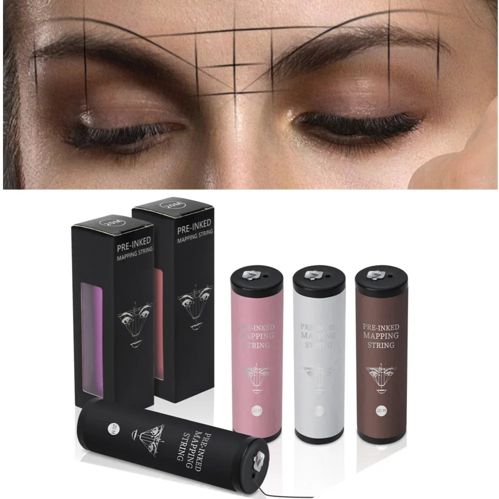 

20m Microblading Mapping String Eyebrow Pre-Inked Thread Mapping Brows Marker Line White Permanent Makeup Tattoo Dyeing Tool