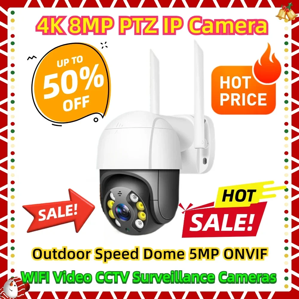 

Outdoor Speed Dome 5MP ONVIF WIFI Video CCTV Surveillance Cameras ICsee 4K 8MP PTZ IP Camera