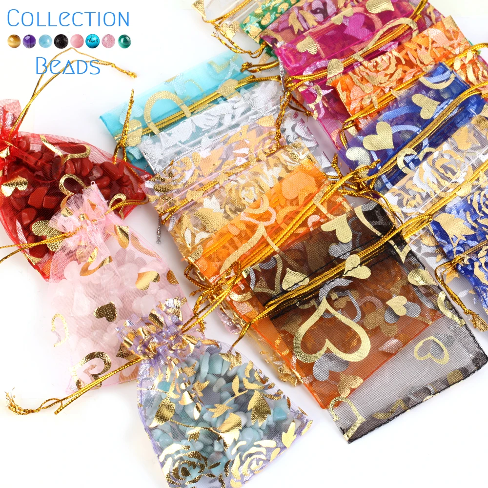 50pcs/Lot Colorful Drawstring Organza Bags Jewelry Packaging Bags Candy Wedding Party Bags Wholesale Gifts Pouches Wholesales