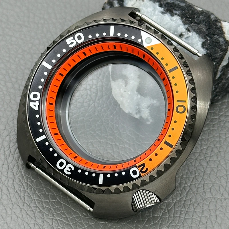 44mm Gun Gray 6105 6309 Turtle Abalone Watch Case NH35  Case Fit 7S26 NH35 NH36 Movement Sapphire Crystal Glass 28.5mm Dial Case