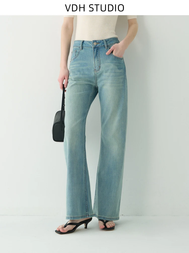 

Comfortable High Waist Stretchy Straight Leg Jeans Women's Petite Slimming Bootcut Denim Pants Casual Sle Spring Summer
