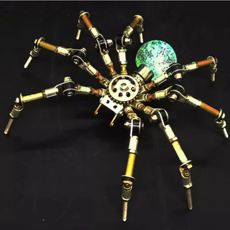 267pcs DIY Assembly Luminous Spider Metal Model Kit Steampunk Mechanical Insect Assemble Toys Handmade Crafts