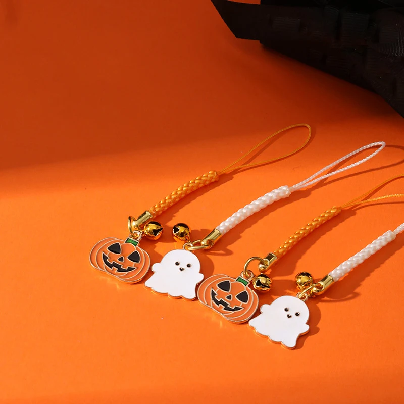 Cordón de cadena de teléfono de calabaza fantasma de Halloween, encanto Simple, funda de teléfono antideslizante, joyería de cuerda para regalos de mujer