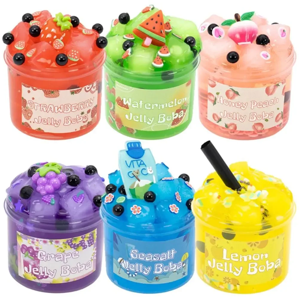 DIY 70ml Crystal Mud Slime Colorful DIY Stress Relief Toy Fruit Watermelon Lemon Cherry Coconut Colored Mud Clay