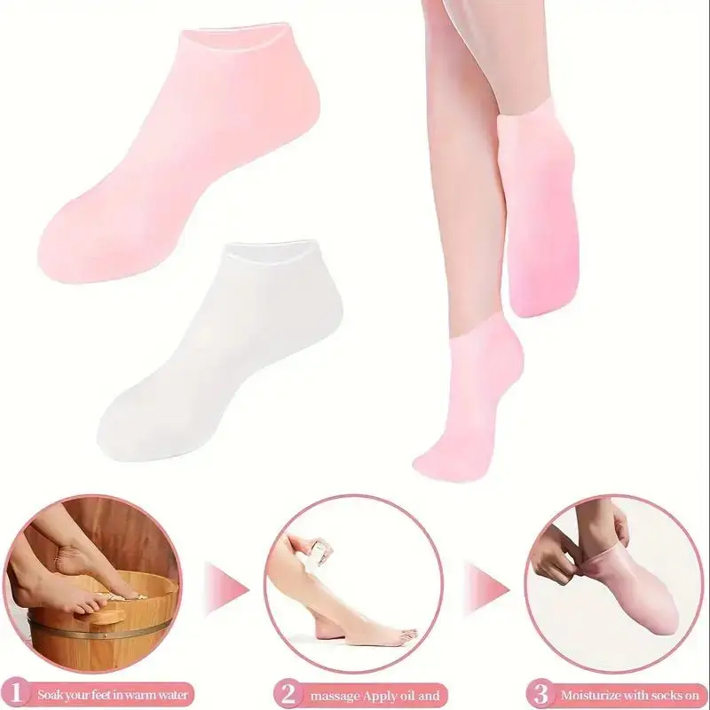 Calcetines hidratantes de Gel de silicona, calcetines de Aloe, calcetines de pedicura para pies secos y agrietados, talón y suaviza la piel áspera y muerta