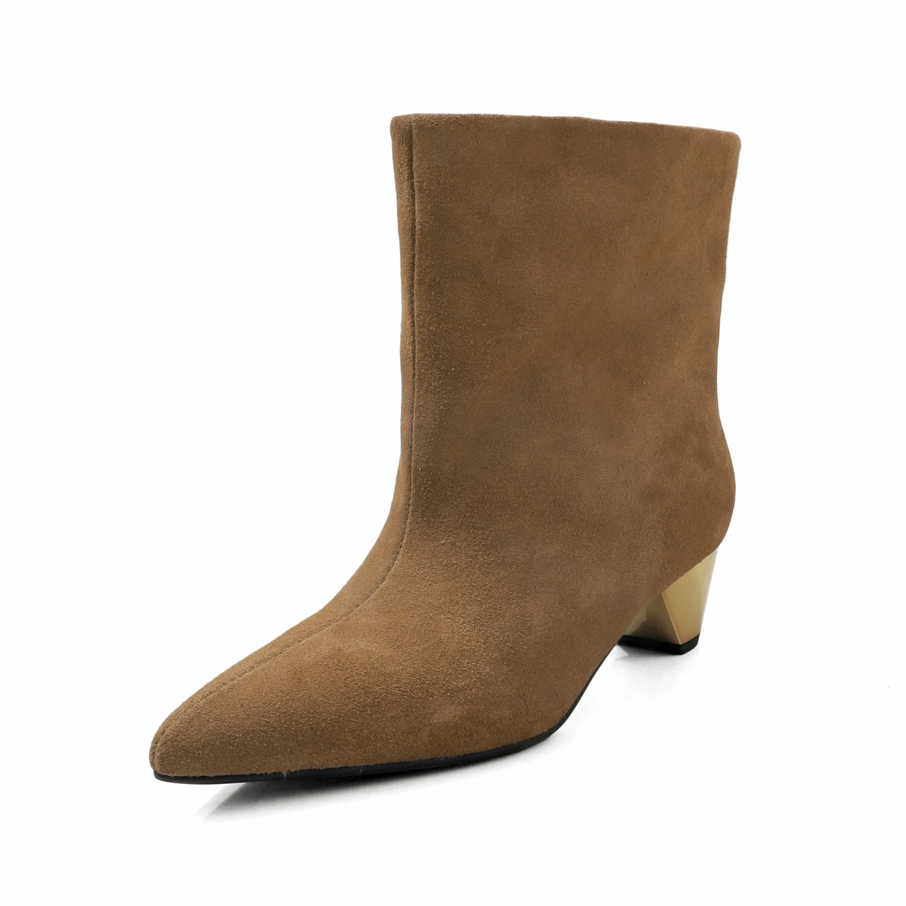 2027 Snake Pattern Cow Skin Pointed Toe Med Heels Slip On Motorcycle Boots Warm Winter Shoes Dating Superstar Modern Ankle Boots