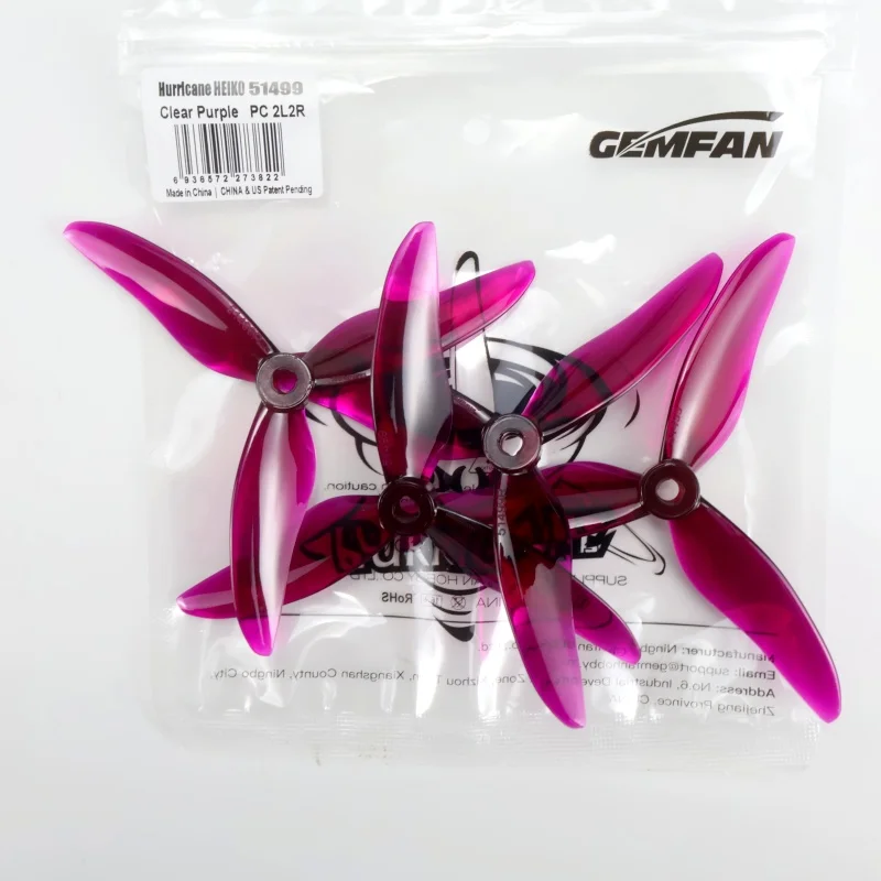 51499 2 pares roxo gemfan furacão adereços 5 Polegada 3 lâminas cw/ccw hélice pc para rc drone fpv corrida 2306 motor nazgul5 lala5