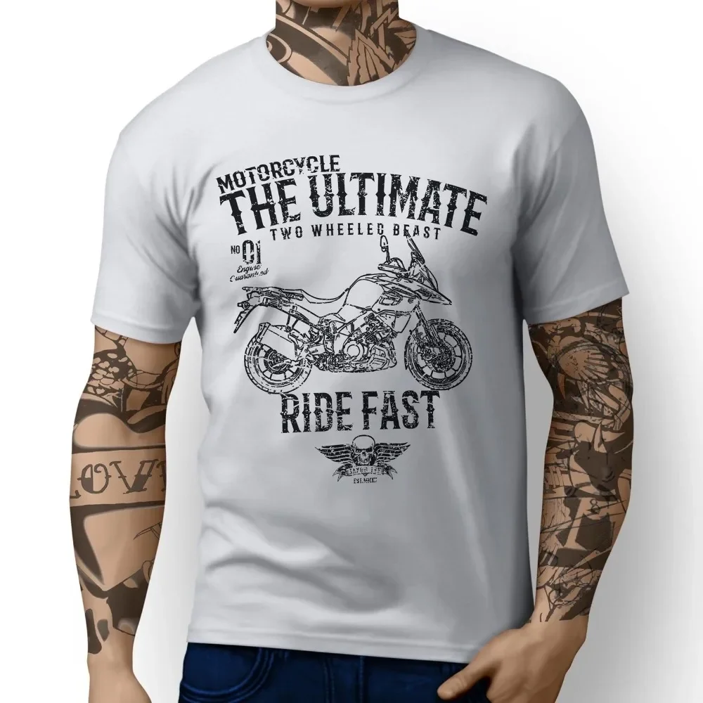 New Tees Short Sleeve Shirt Tees Japan Motorcycle Suz V Strom 1000 V-Strom 650  Inspired Motorbike Art Men  Funny Cotton Top