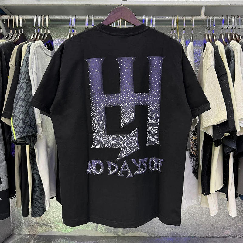 Real Photo Life Hustlers T-shirt Original Label Street Pop Retro Loose Hot Diamond Short Sleeve Top Tee Unisex