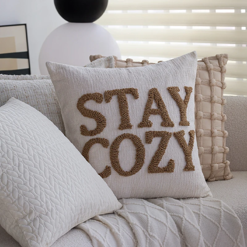 Letter Decorative Cushion Cover Nordic Style Living Room Sofa Throw Pillow Cover Soft Square Pillowcase Hogar Funda Cojin 45x45