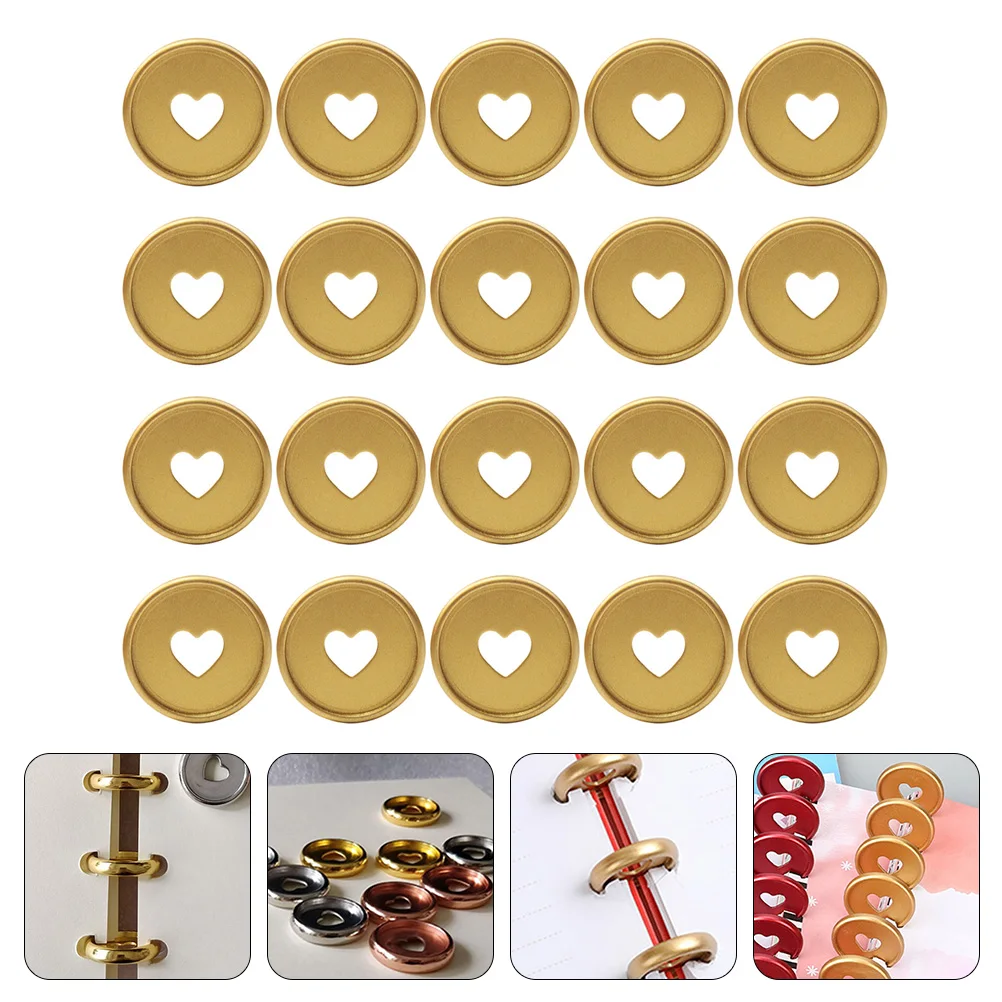 

20Pcs Frosted Binder Discs Plastic Planner Rings Hollow Heart Design Book Binding Organizer for Notepad Office School