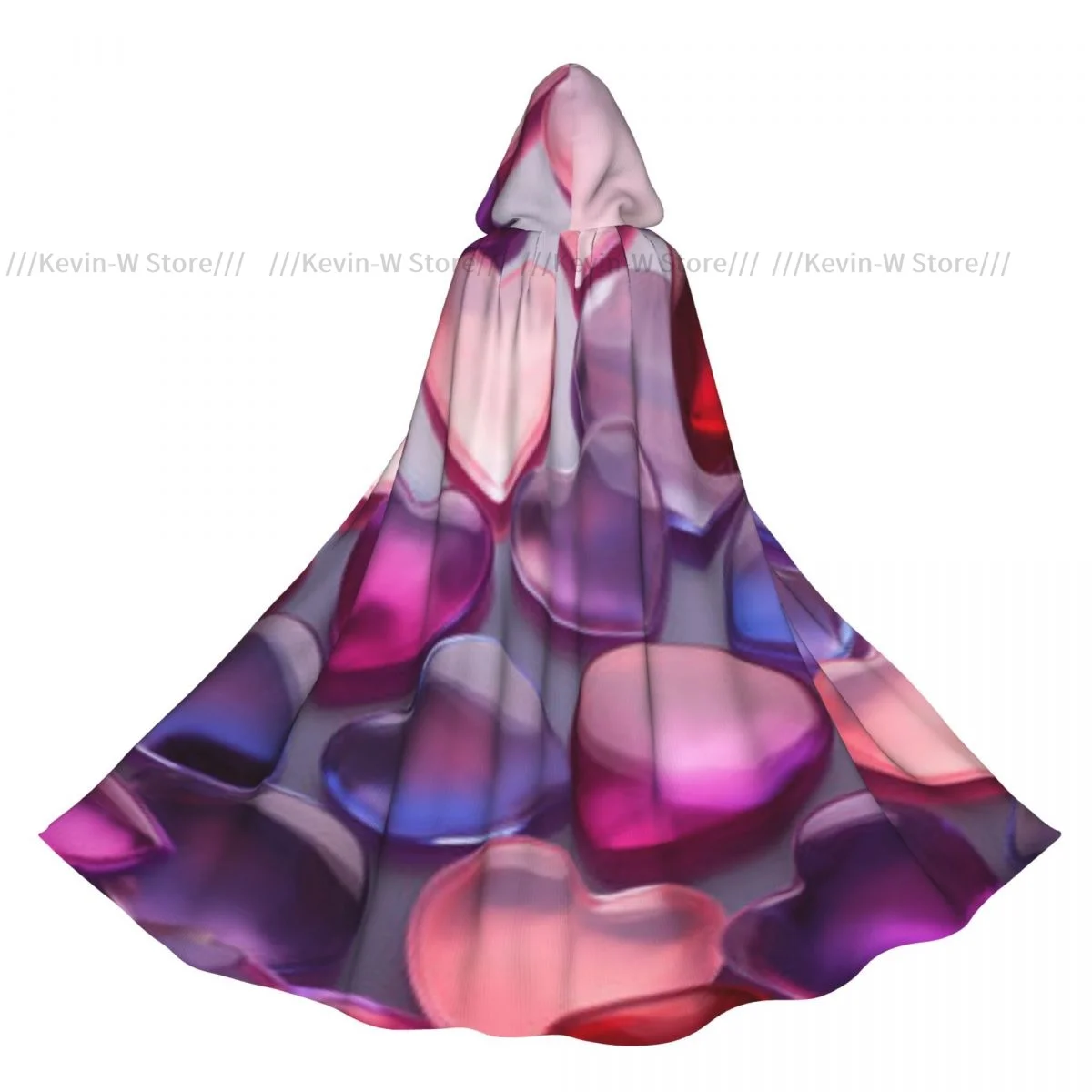 

Long Cape Cloak Hearts Background Hooded Cloak Coat Autumn Hoodies