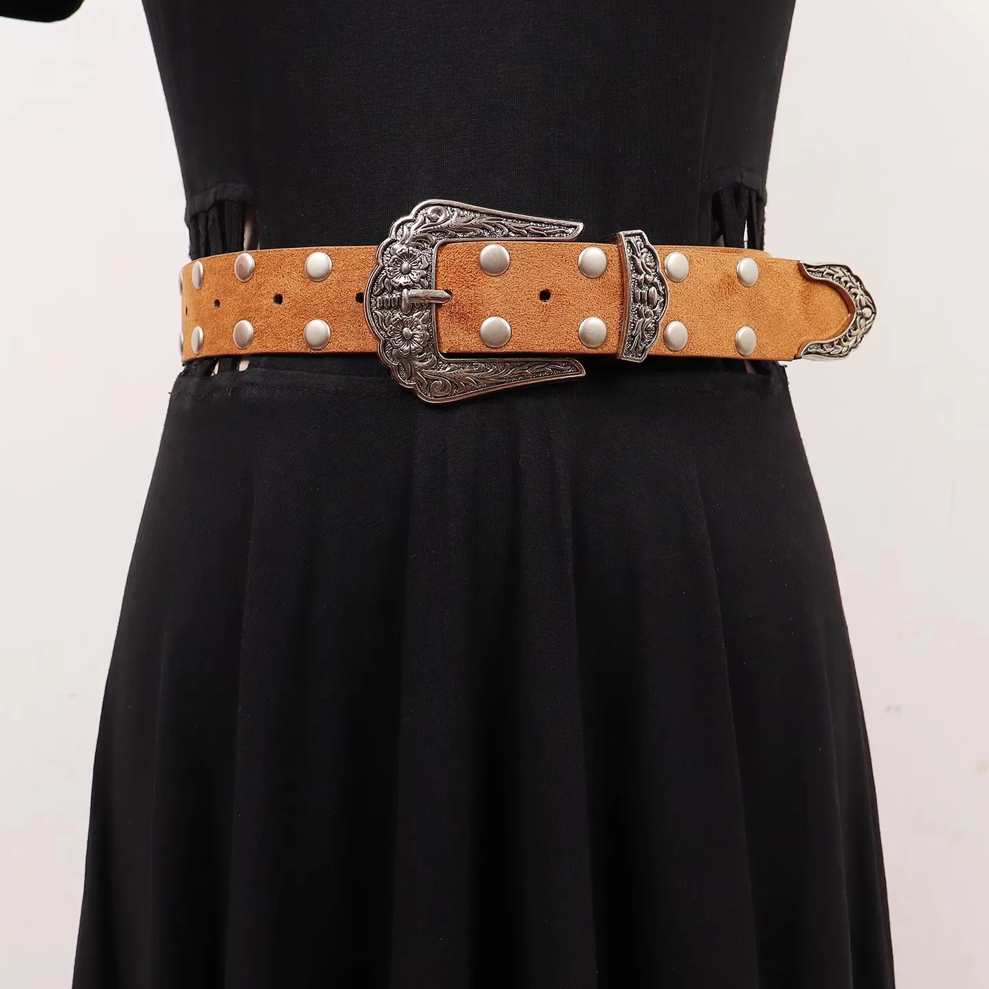 المرأة خمر برشام الجلد المدبوغ بولي Leather الجلود الشرير فستان Cummerbunds الكورسيهات حزام أحزمة الديكور واسعة حزام R3497