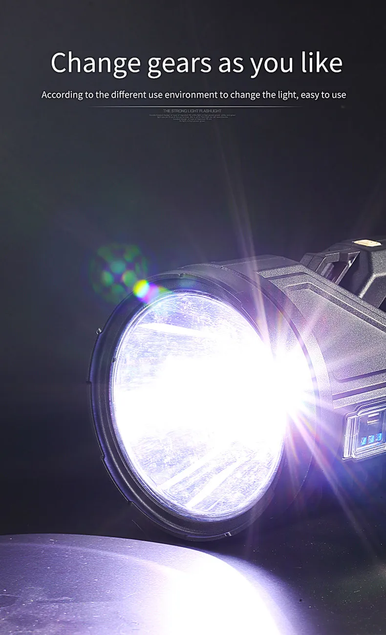 Powerful Spotlight Portable Searchlight Large Capacity Lithium Battery Rechargeable Lamp With Power Bank Function Flashlight