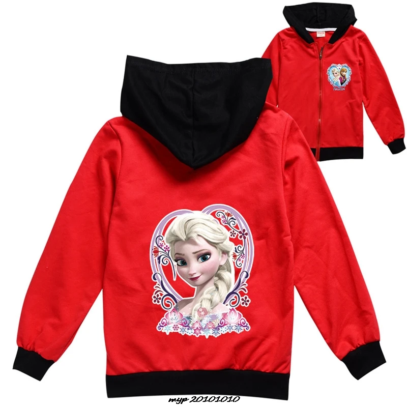 Frozen Elsa Clothes Kids Zipper Jackets for Girls Hooded Sweatshirt Baby Boy Hoodies Children Long Sleeves Sweater