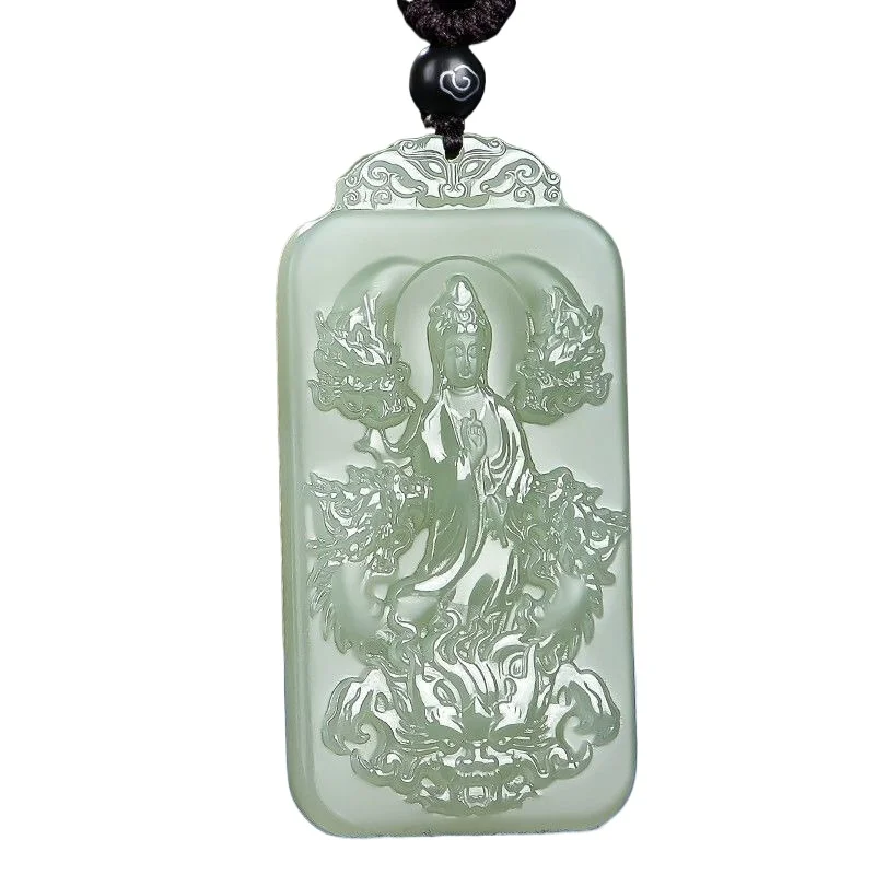 قلادة قوانيين باللونين الأزرق والأبيض، ملحقات الرقبة على شكل قلادة من اليشم لحماية كولون